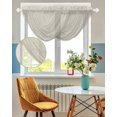 thumbnail image 3 of Grey Striped Sheer Waterfall Valance Curtains for Window, Vintage Stripes Ombre Rod Pocket Sheer Topper Swag Curtains for Living Room, Kitchen 38.5"W x 47.2"L, 3 Panels, 3 of 7