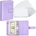 thumbnail image 1 of PU Leather Notebook Binder Budget Planner Binder Cover with 12 Pieces Binder Pocket Personal Cash Budget Envelopes System 6 Hole Binder Zipper Folder(Purple), 1 of 7