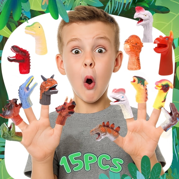 Dinosaur Finger Puppets for Kids,Hand Animal Figure Toys,Bath Finger Puppets Toys for Kids Girls Boys Birthday Party Supplies Favors Decorations