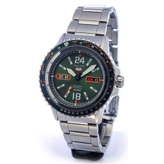 Seiko SRP349 Men's 5 Sports Green Dial Stainless Steel Automatic Watch