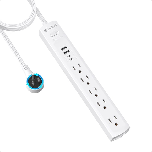 TROND Surge Protector Power Bar with 360° Rotating Flat Plug, 10ft Extension Cord Indoor, 5 Multiple Outlets and 4 USB Ports (2