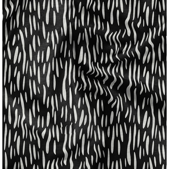 Soimoi Pure Silk Black Fabric By the Yard - 42 Inch Wide - Abstracts Art Fabric - Contemporary and Unique Patterns for Creative Projects Printed Fabric