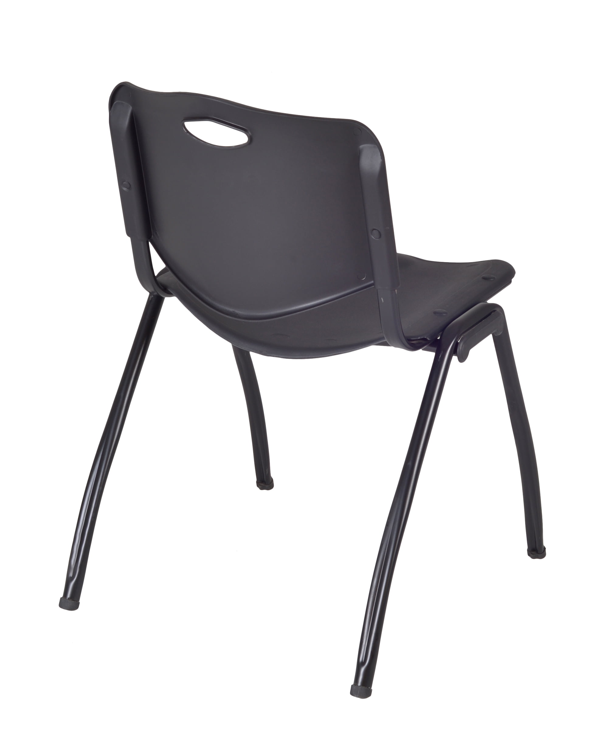 Regency Cain 36 in. Round X-Base Breakroom Table- Cherry & 4 M Stack Chairs- Black