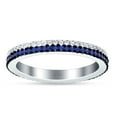 thumbnail image 2 of Full Eternity Stackable Band Blue Sapphire CZ 925 Sterling Silver Size 7, 2 of 6
