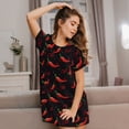 thumbnail image 3 of Fotbe Red Hot Chili Bata de Dormir para Mujer con Estampado, Camisón de Algodón de Manga Corta, Ropa de Dormir Casual, 3 of 6