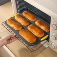 thumbnail image 2 of 6-Slot Silicone Baguette Pan,Non-Stick French Bread Baking Pan for Hoagie Homemade Rolls,Silicone Loaf Baking Pan,Silicone French Bread Loaf Baking Mould,Professional Hot Dog Bun Tray Mold,Dark Gray, 2 of 5