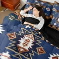 thumbnail image 5 of Homewish Bohemian Aztec Triangle Bedding Comforter Set 7pcs, Blue Brown Southwestern Style King Bedding Sets, Teens Kids Women Men Reversible Bed Sheets, Microfiber Bedroom Decor, 5 of 8