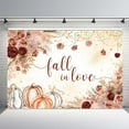 thumbnail image 2 of Fall in Love Beautiful Backdrop for Bridal Shower Pumpkin Wedding Shower Decorations Photography Background Bohemia Floral Pampas Grass Decor Autumn Fall in Love Party Photo Shoot Backdrop, 2 of 4