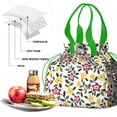 thumbnail image 4 of Pioneer Flower Floral Print Pattern Drawstring Lunch Bag Women - Drawstring Lunch Bag Insulated for Work Office - Stain-Resistant Large Lunchbags for Women with Multi-Pockets, 4 of 6