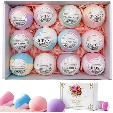 Bath Bombs Gift Set,12pcs Luxury Handmade Bath Fizzies,Moisturizes Dry Skin with Shea Butter,Coconut Oil,Epsom Salt,Perfect for Bubble & Spa Baths