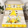 thumbnail image 2 of Homewish Kawaii Rustic Gnome Twin Sheet Sets for Kids, Cartoon Bee Honey Twin Fitted Sheet, Yellow Plaid Buffalo Flat Sheet, Microfiber Bedroom Decor, 3pcs, 2 of 7