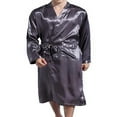 thumbnail image 3 of Men‘s Satin Kimono Robe Silk Classic Long Bathrobe Pockets Lightweight Loungewear, 3 of 4