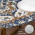 thumbnail image 4 of Vintage Floral Round Fitted Table Cover Navy Brown Classical Bohemian Style Waterproof Table Cloth with Elastic Edge Wipeable Tablecloth for Picnic Camping Party Fits 55"-60" Diameter, 4 of 8
