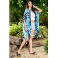 thumbnail image 2 of Brisas Hand Painted Blue/Black Beach Cover Up for Women Used as Swimsuit, Cardigan, Kimono for Super Soft Loungewear, Travel and Holiday - Diamond Pattern, 2 of 4