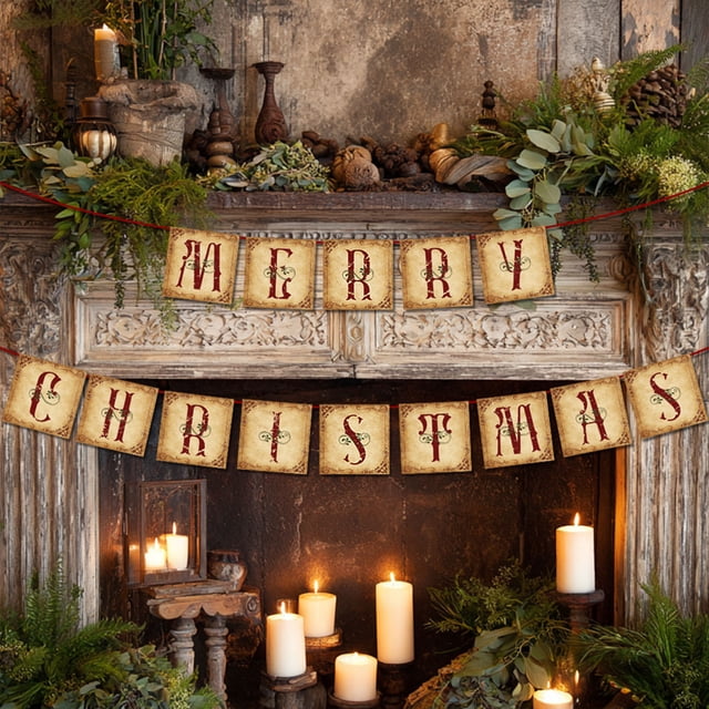 Banderas Navideñas con Letras para Colgar, Diseño de Escena de Fiesta, Decoración, Suministros de Flores para Colgar
