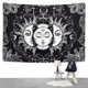 thumbnail image 3 of Tapiz de sol y luna Tapiz de sol ardiente en blanco y negro con estrellas Tapiz psicodélico Tapiz indio para habitación, 3 of 5