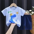 thumbnail image 2 of HCNTES Baby Boy Girl Spring Summer Fall Clothes Toddler Kids Outfits Short Sleeve Shirt Tops + Joggers Pants Set(Blue,5-6 Years), 2 of 4
