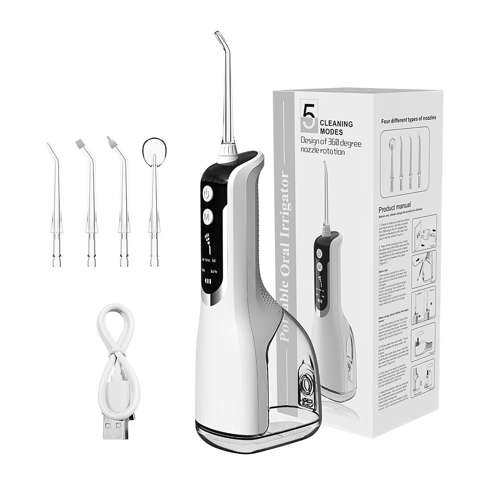 Walmeck Portable Water Flosser Oral Irrigator USB Rechargeable Electric