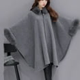 thumbnail image 6 of Lovskoo 2024 Womens Winter Coats Open Front Wrap Coat Pea Coat Keep Warm Jacket Casual Woolen Outwear Collar Cardigan Cloak Coat Trench Coat Overcoat Gray, 6 of 9