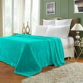thumbnail image 2 of Ultra-Soft Fuzzy Velvety Sheen Fleece Blanket Turquoise / Throw, 2 of 3