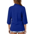 thumbnail image 5 of Nestiefly Polo Shirts for Women's 3/4 Sleeve Tops Golf Tees Collared Cotton Shirt Business Casual Womens Tops Blue M, 5 of 5