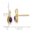 thumbnail image 3 of Real 14kt Yellow Gold Amethyst and Diamond Post Earrings; for Adults and Teens; for Women and Men, 3 of 3