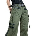 thumbnail image 4 of Sunisery Gothic Cargo Jeans for Women Wide Straight Leg Punk Grunge Baggy Pants Aesthetic Y2k Trousers Streetwear with Pockets, 4 of 6