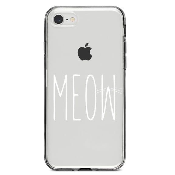 DistinctInk Clear Shockproof Hybrid Case for iPhone 7 8 SE (2020 Model) 4.7" Screen TPU Bumper Acrylic Back Tempered Glass Screen Protector - Meow - Cat Whiskers