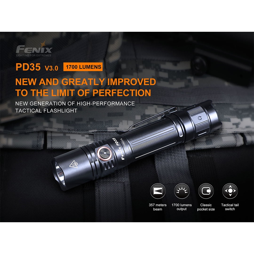 Fenix PD35 v3.0 Flashlight with USB Rechargeable Battery and Lumentac Battery Case