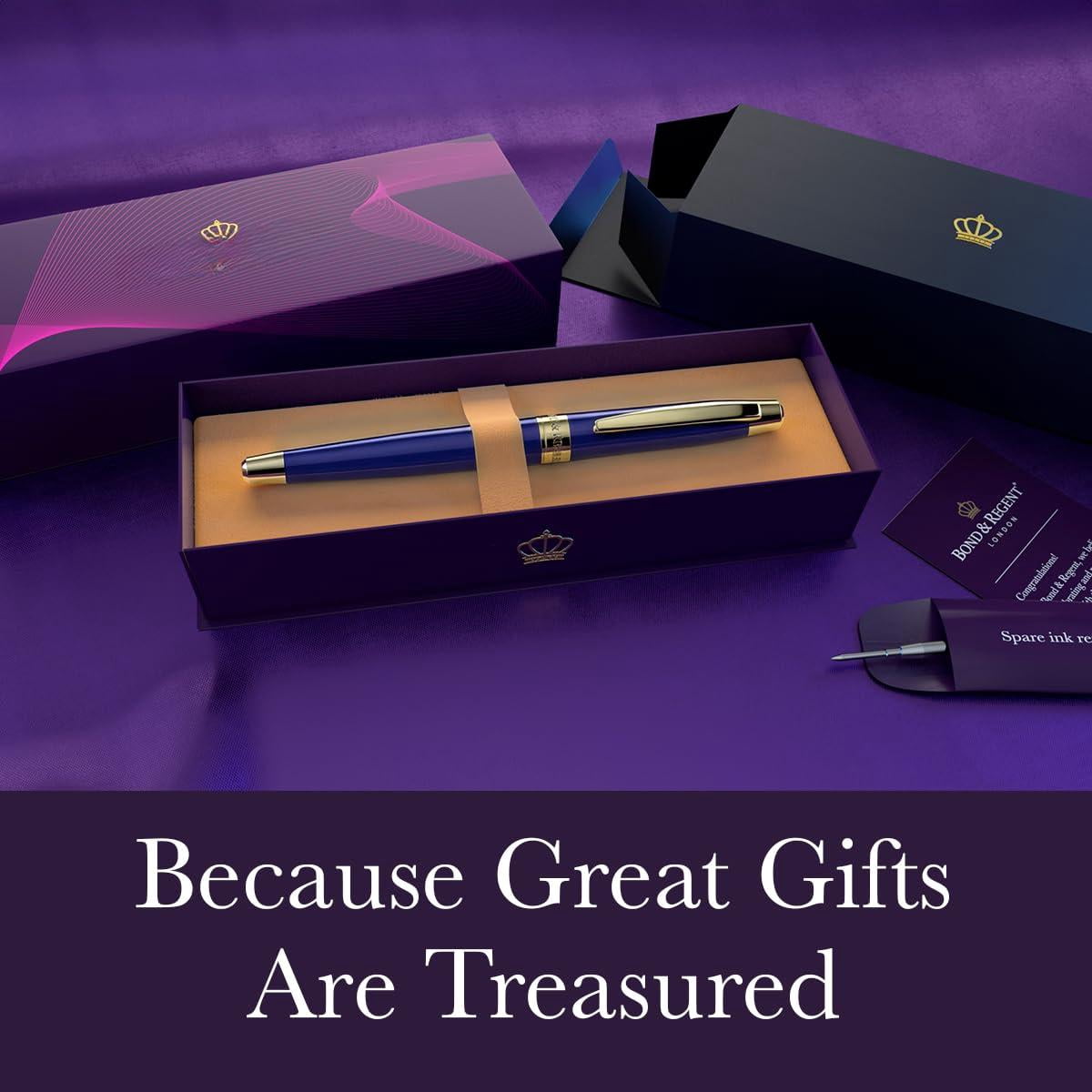 24 Karat Luxury Rollerball Pen - Fancy Executive Professional Writing Gift Set For Men Women  Nice Pens Royal Blue