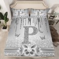 thumbnail image 2 of Manfei Letter Monogrammed P 4pcs Bed Sheets for Kids Children Girls,Dreamy Princess King Sheets,Cute Butterfly Bowknot Super Cozy Sheet Set,Bling Glitter Bedroom Decor, 2 of 7