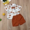 thumbnail image 4 of Douhoow Toddler Boy Clothing Set Summer Baby Boys Gentleman Style Short Sleeve Cartoon Shirt Shorts, 4 of 7