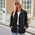 thumbnail image 6 of Women Casual Long Sleeve Lapel Button Outerwear Loose Boyfriend Style Jacket Fashion Denim Jacket Black & Grey L, 6 of 9