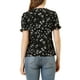 thumbnail image 3 of BLUSA FLORAL DE MANGA CORTA CON VOLANTES Y COLLAR PETER PAN PARA MUJERES CHIC EN NEGRO, 3 of 7