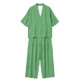 thumbnail image 4 of Two Piece Sets for Women Summer Casual Outfit Sets Fashion Stripes Printed V Neck Short Sleeve Topss and Wide Leg Double Pocket Pants Set Vacation Travel Outfits Fashion 2026, 4 of 6