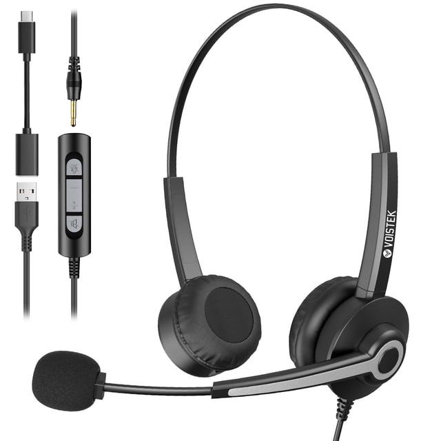 Auriculares USB Voistek con micrófono para ordenador portátil o PC