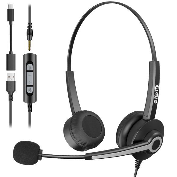 Auriculares USB Voistek con micrófono para ordenador portátil o PC