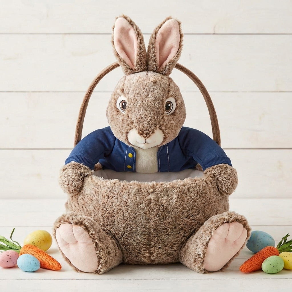 Dan Dee Peter Rabbit Easter Basket Plush Brown Bunny Stuffed Animal 12.5"