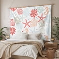 thumbnail image 3 of Ocean Orange Red Tapestry for Bedroom Wall Hanging Tapestry, Coastal Starfish Coral Shell Marine Ceiling Backdrop Tapestries Poster Blanket Wall Decor for Teens Room Living Room Dorm 39" x 59", 3 of 8