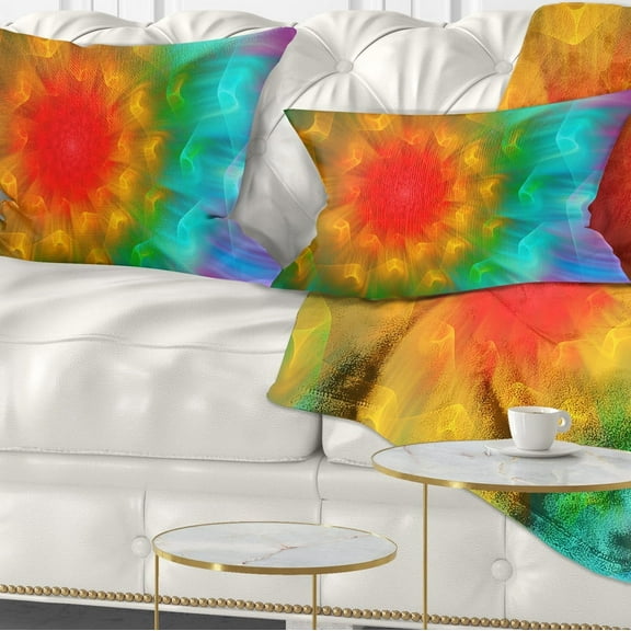 Designart Large Red Alien Fractal Flower - Floral Throw Pillow - 12x20