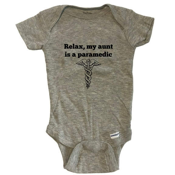 Relax My Aunt Is A Paramedic Funny Niece Nephew Baby Bodysuit - Grey