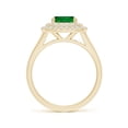 thumbnail image 2 of ANGARA Lab Grown Cushion Rectangular Emerald Double Halo Engagement Ring for Women in 14K Yellow Gold (Size-9x7mm) | May Birthstone, Anniversary, Jewelry Gift for Women | Lab-Grown Emerald Ring, 2 of 9