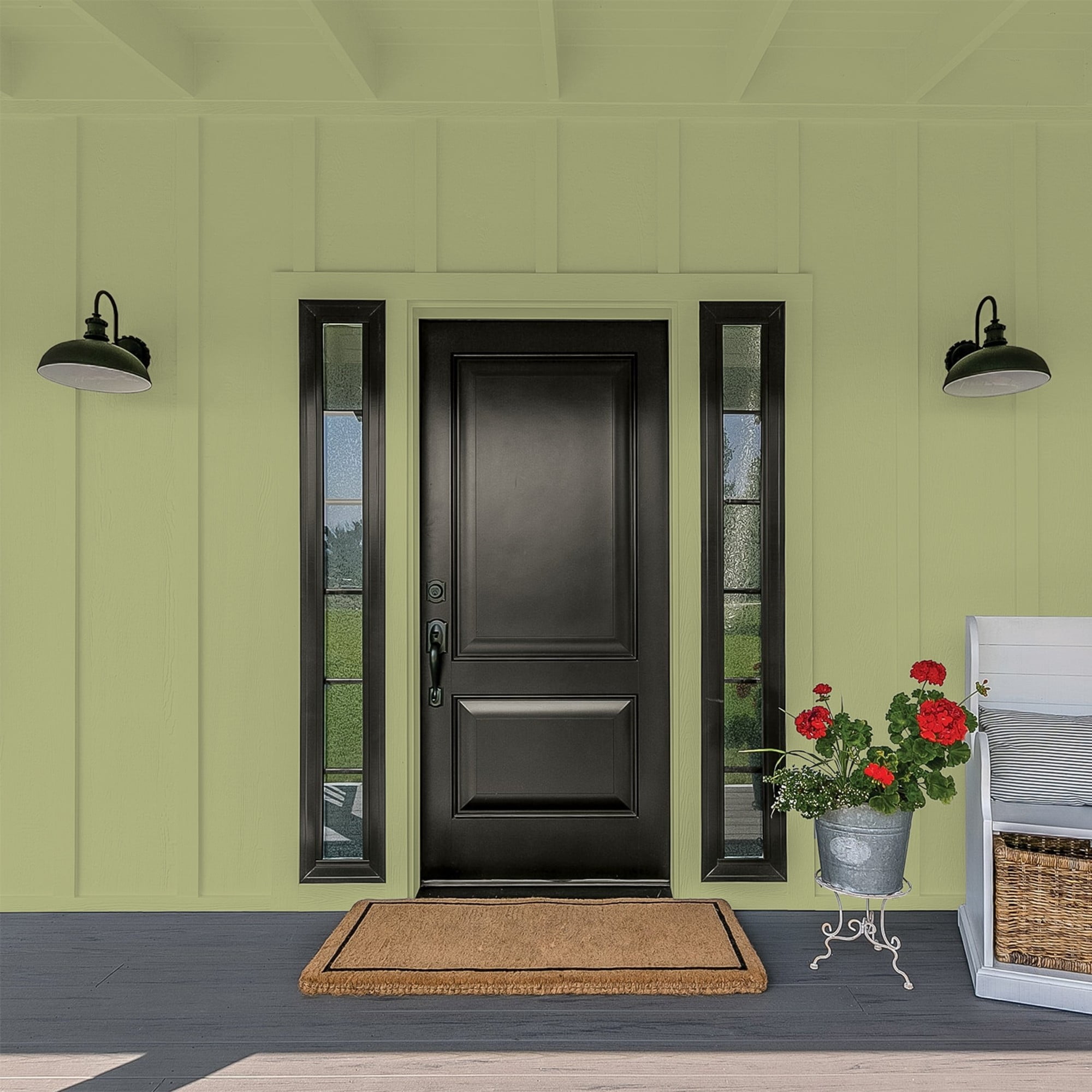 Glidden One Coat Dill / Green Flat Exterior Paint with Primer, 5 Gallon