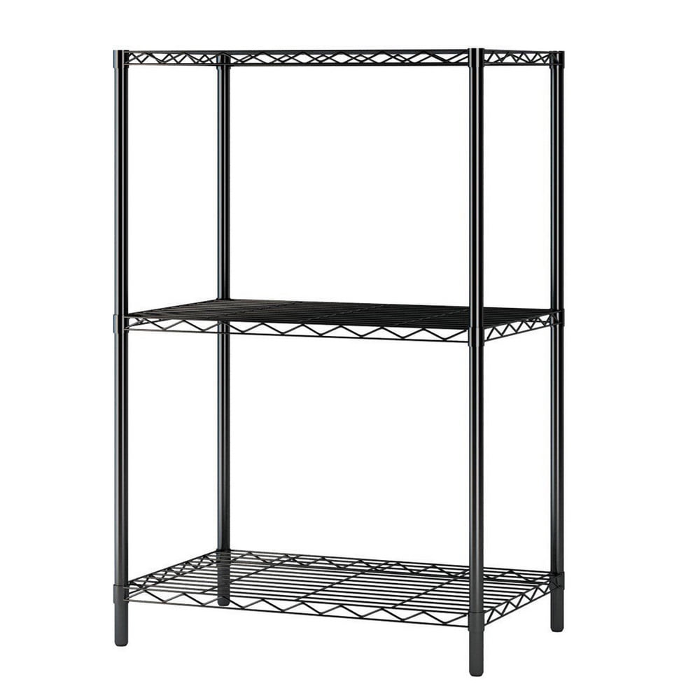 Kepooman 3-Layer Plastic Coated Iron Shelf, Garage Shelves and Racks Chrome Plated Iron Shelf, Black Kepooman 3-Layer Plastic Coated Iron Shelf, Garage Shelves and Racks Chrome Plated Iron Shelf, Black