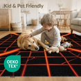 thumbnail image 4 of ODIKA 3'x5' Washable Throw Rug Illusion Cracked Abstract Grid Flow Molten Border Volcanic Optical Refined for Entryway, Kitchen, Mudroom, Stain Resistant, Low Profile, Non-Slip, 4 of 7