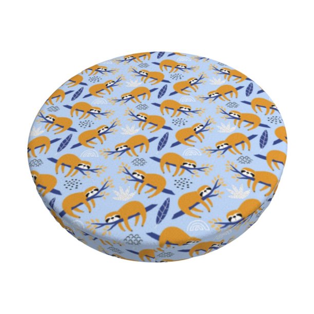 Disketp Cute Sloth Funda Redonda para Taburete, Funda de Cojín para Silla de Bar Suave y Elástica-12 inch