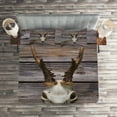 thumbnail image 2 of Ambesonne Deer Quilted Coverlet 3 Pcs, Rustic Antlers on Wood, Queen Size, Brown Beige, 2 of 2