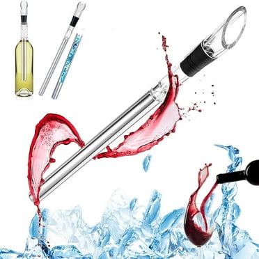 Wine Chiller Stick Wine Chilling Rod 3-in-1 Stainless Steel Wine Bottle Cooler Stick,Rapid Iceless Wine Chilling Rod with Aerator and Pourer,Wine Gift