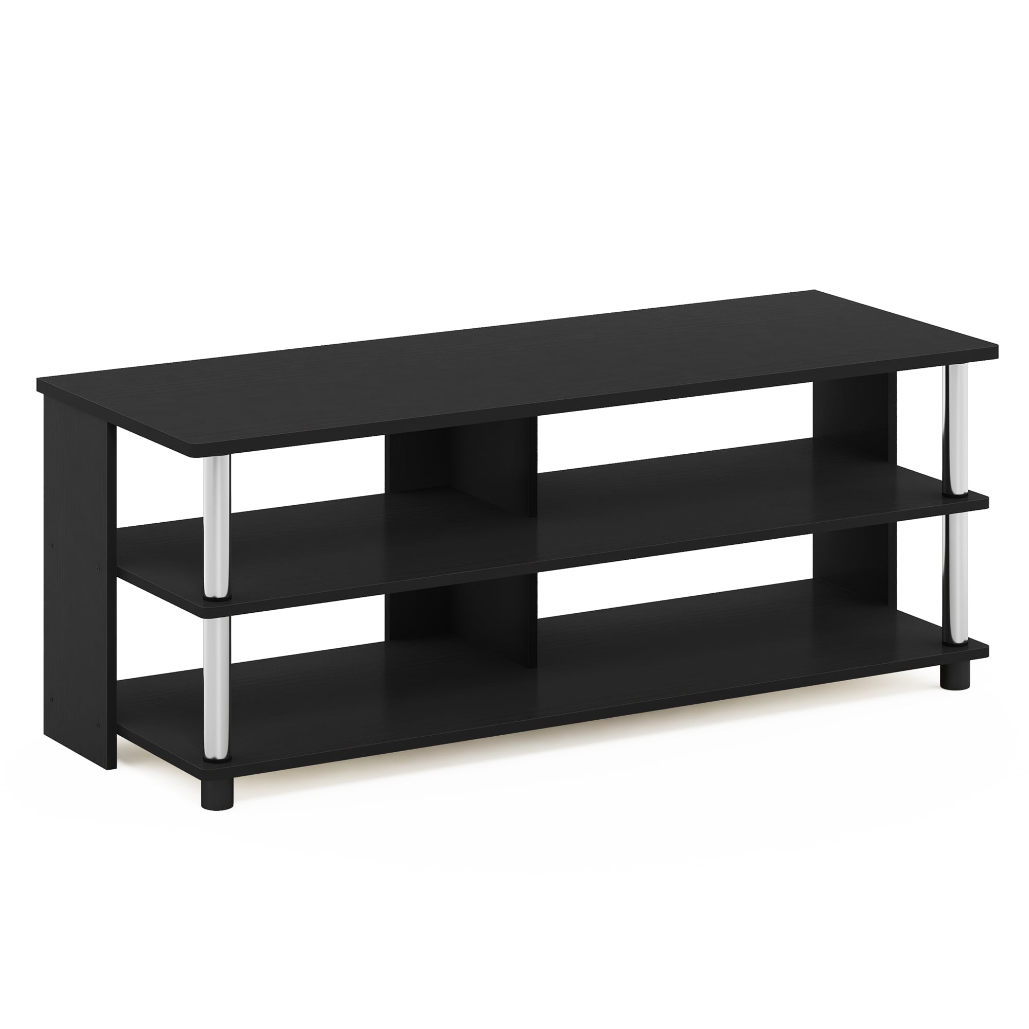 Furinno Turn-N-Tube 3-Tier Compact Open Storage Shoe Rack for Closet Entryway, Americano/Stainless Steel Tubes