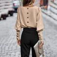 thumbnail image 6 of VUPSGEZ Womens Tops Solid Button Back Blouse Womens Tops Dressy Casual (Beige,L), 6 of 7